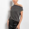 Clothing TART Collections | Gigi Metallic Rib Top Black